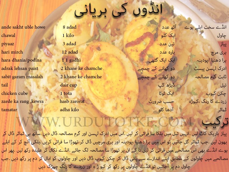 anday ki biryani recipe in urdu