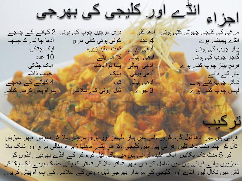 ande kaleji ki bharji recipe in urdu