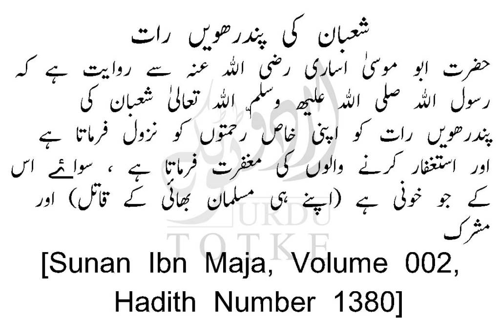 15 shaban ki raat ki hadees